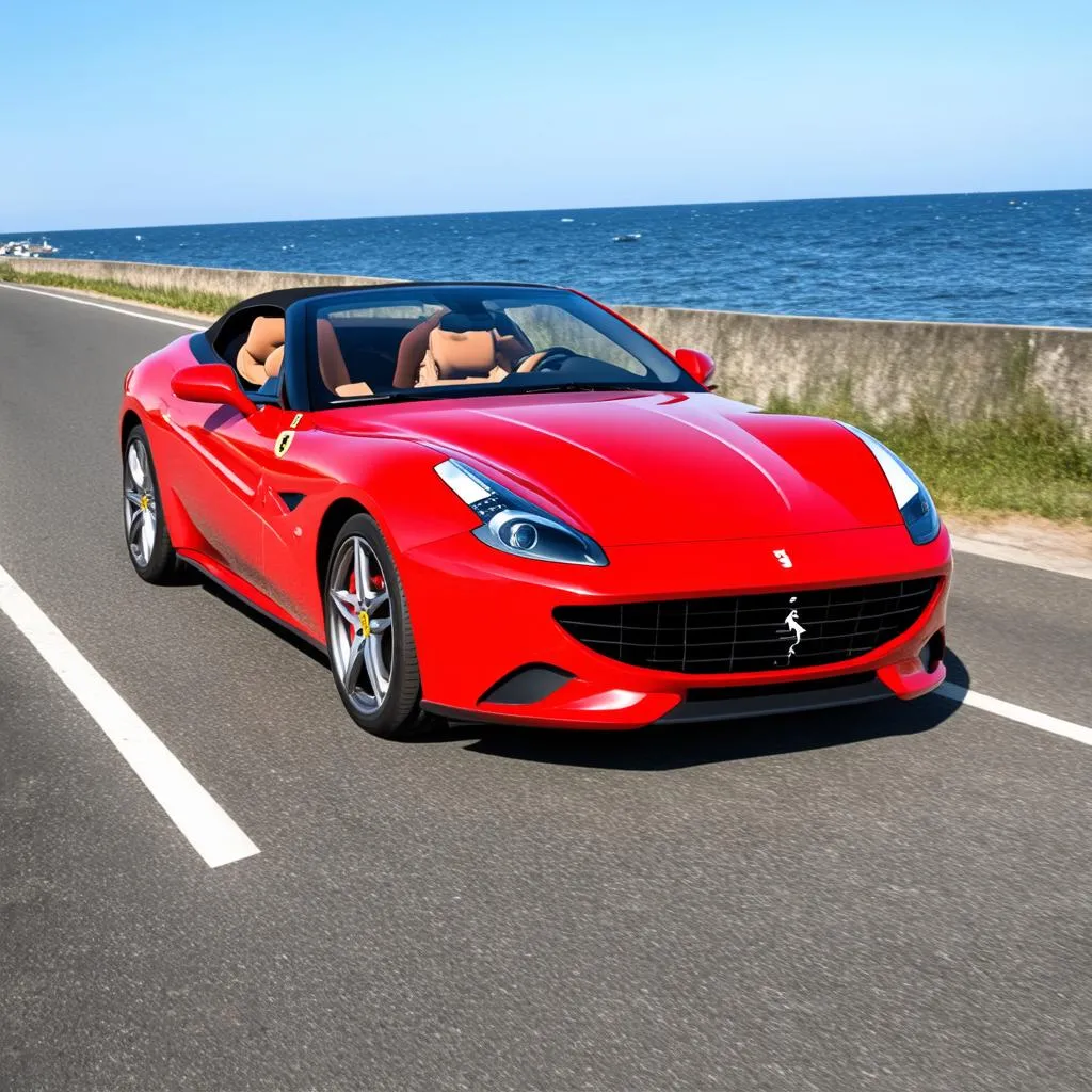 Ferrari California T fährt auf einer Küstenstraße